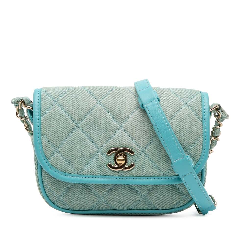 Chanel Flap Messenger Bag Quilted Denim #376860C28B